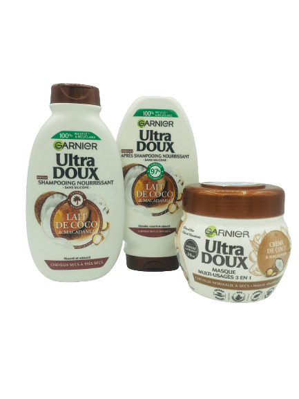 Phpto des 3 produits du Pack Ultra Doux Coco & Macadamia de Garnier