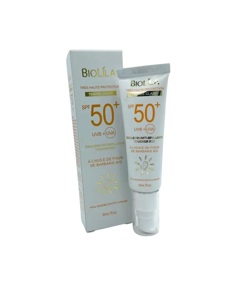 Biolila Crème Solaire Teintée Claire SPF50+ À L'Huile De Figue 50 ml