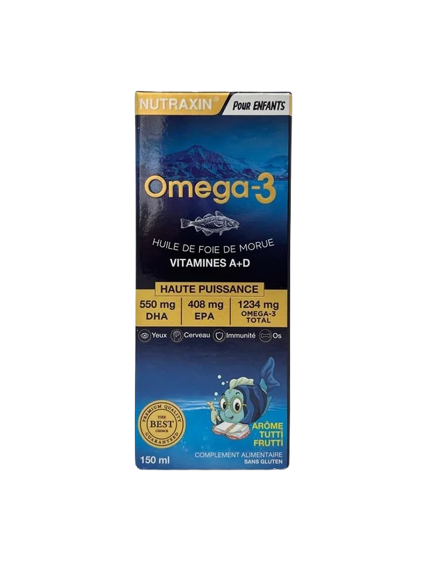 Nutraxin Omega-3+Vitamines A et D Pour Enfants Fruité 150 ml